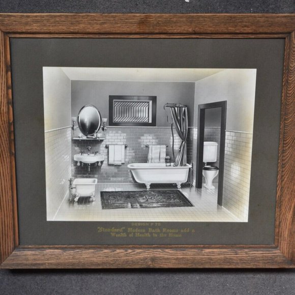 Standard Sanitary Plumbing Store Display Sign Factory Framed Sink Sitz Bath Tub - Picture 4 of 8